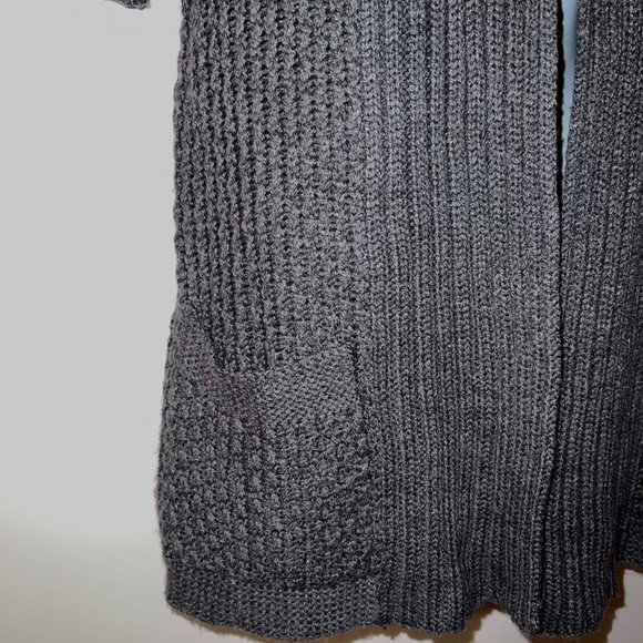 BANANA REPUBLIC Slate Gray Knit Open Front Sweater Pockets EUC XS - Picture 3 of 6